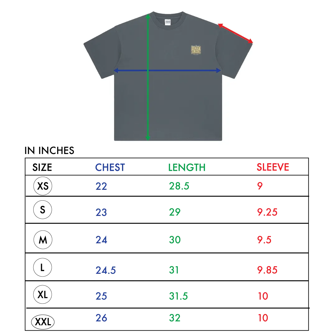 Size chart – Saloon T-shirt