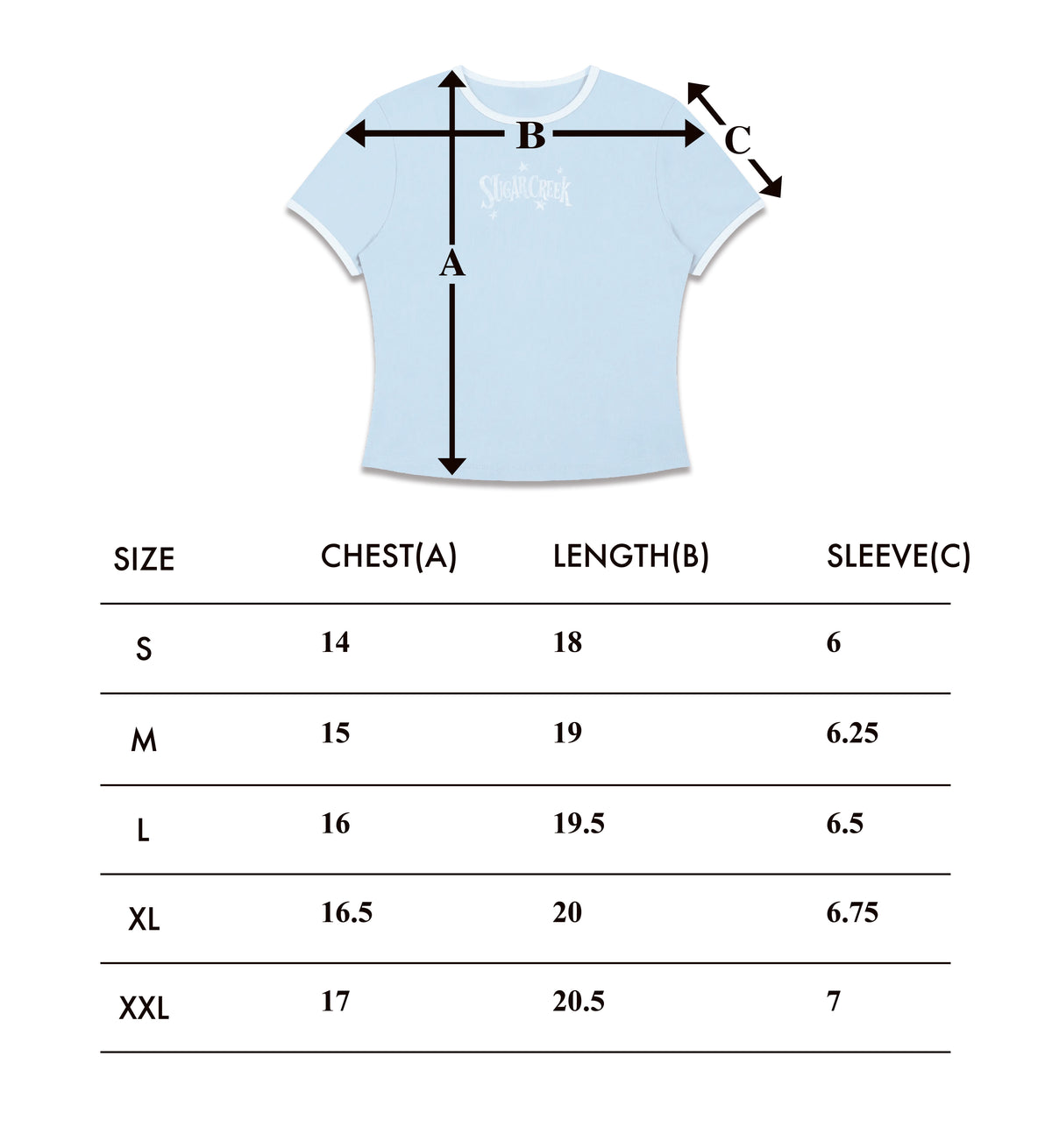 Size chart – Motel Ringer Tee