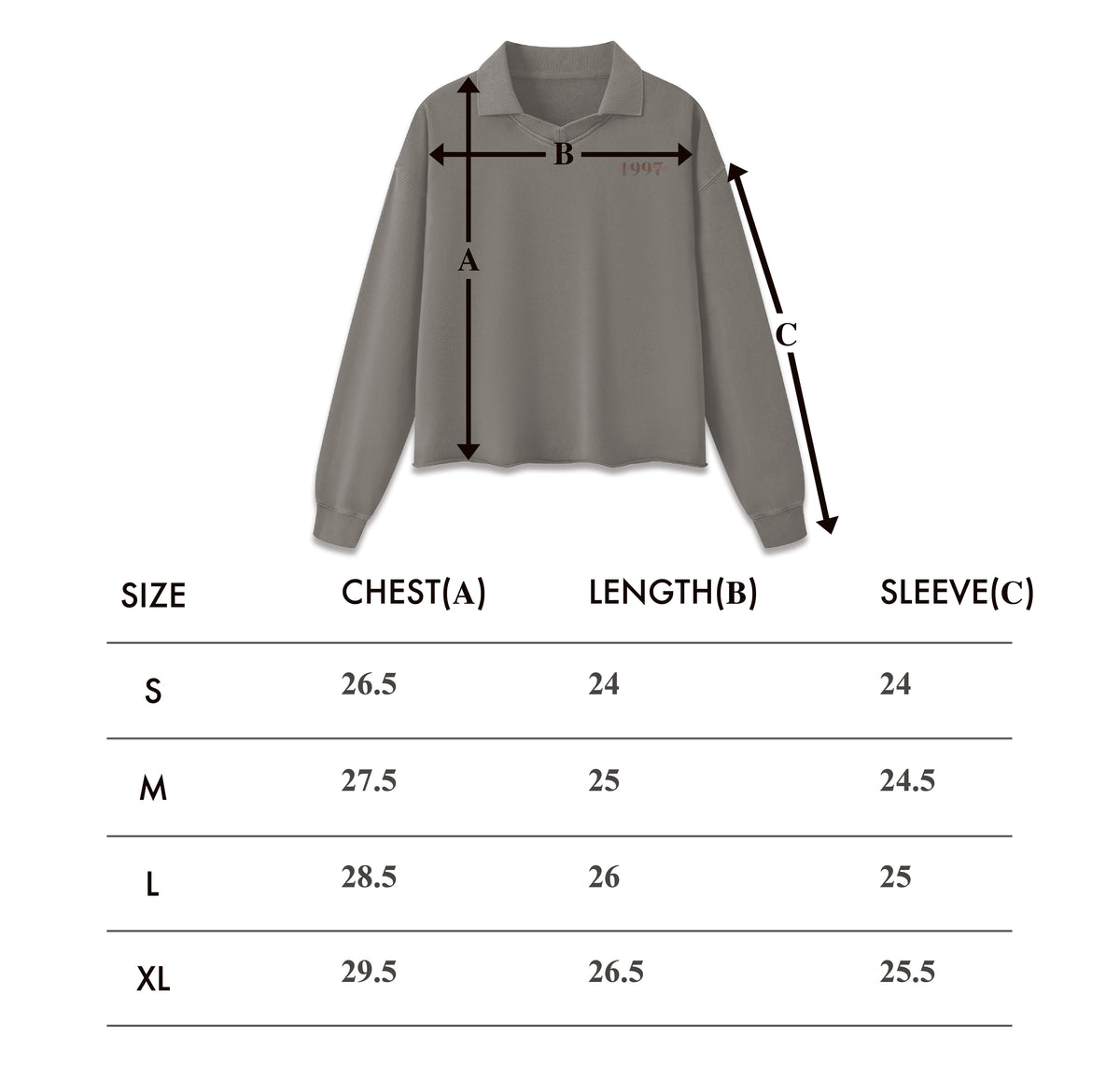 Size chart – State Champs Crew