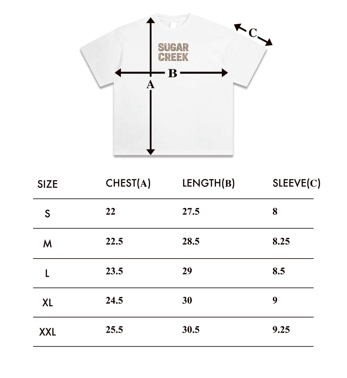 Size chart – Snake Eyes T-Shirt