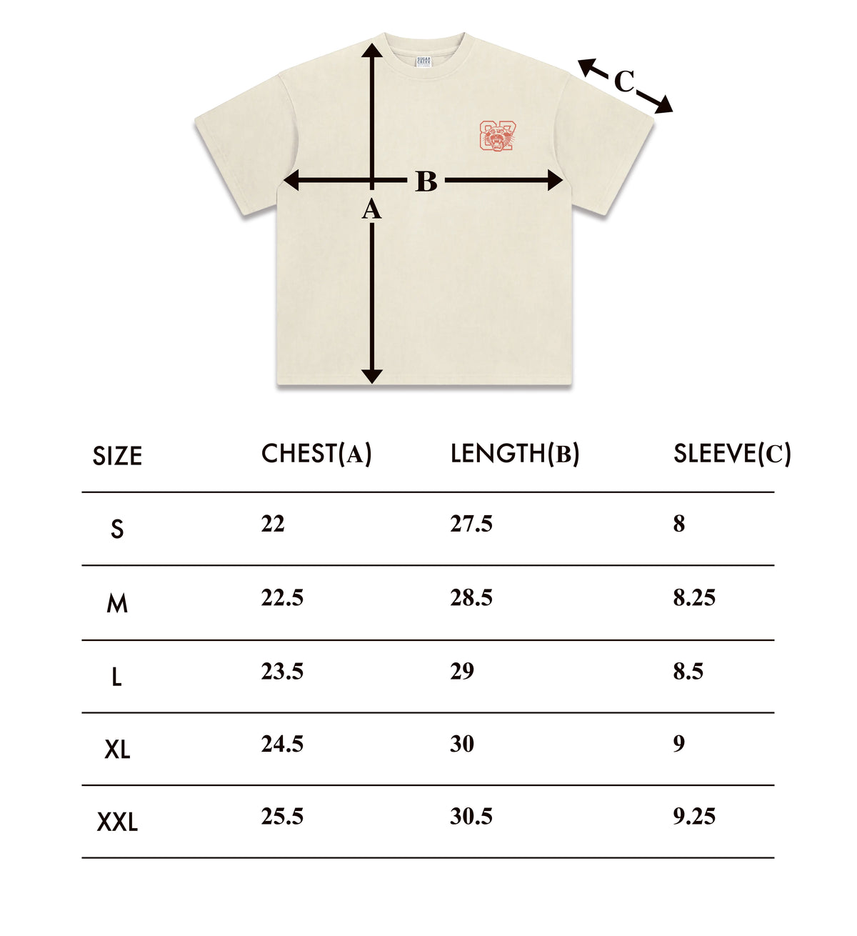 Size chart – Homecoming Tee
