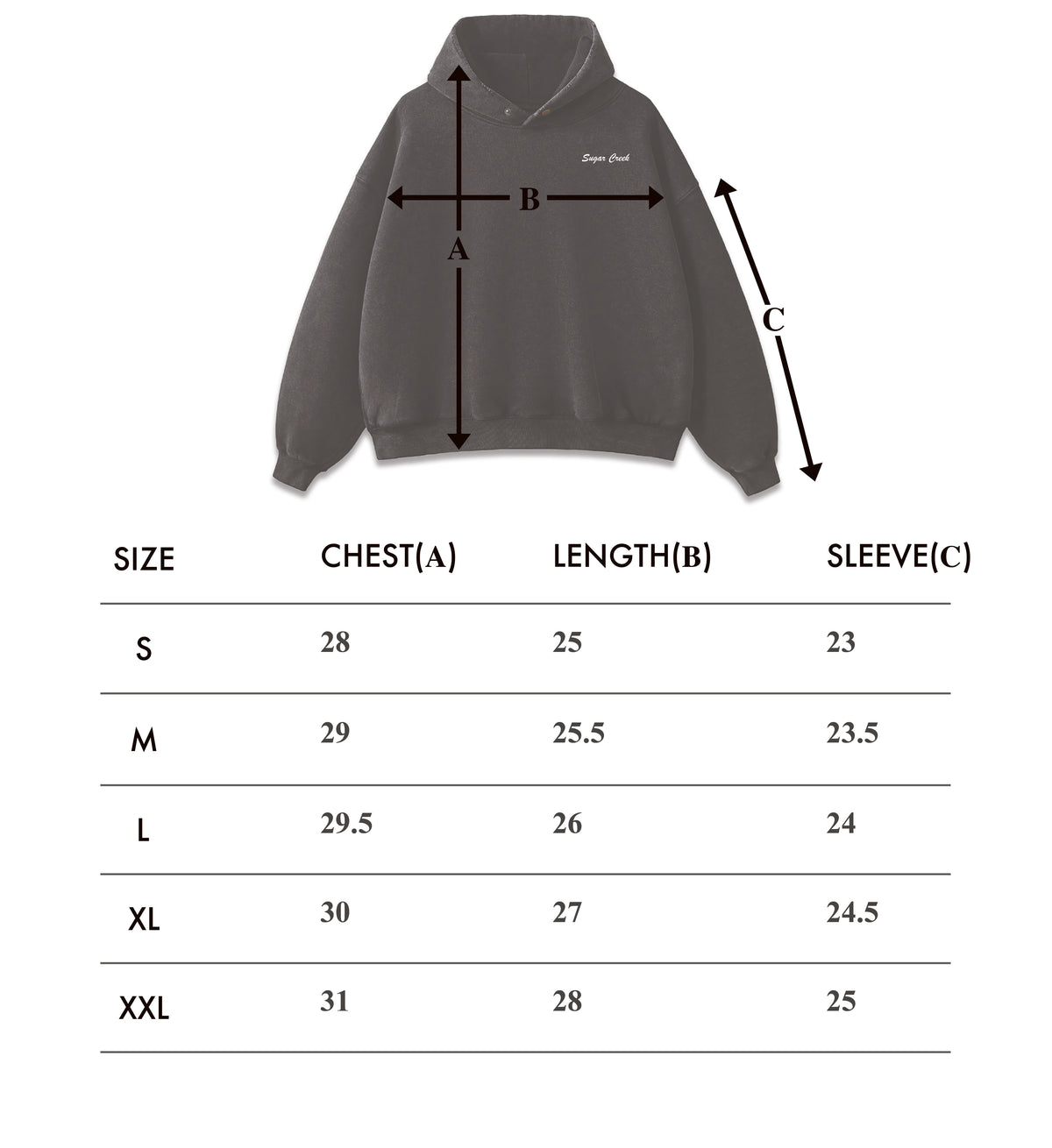 Size chart – Wyatt Hoodie