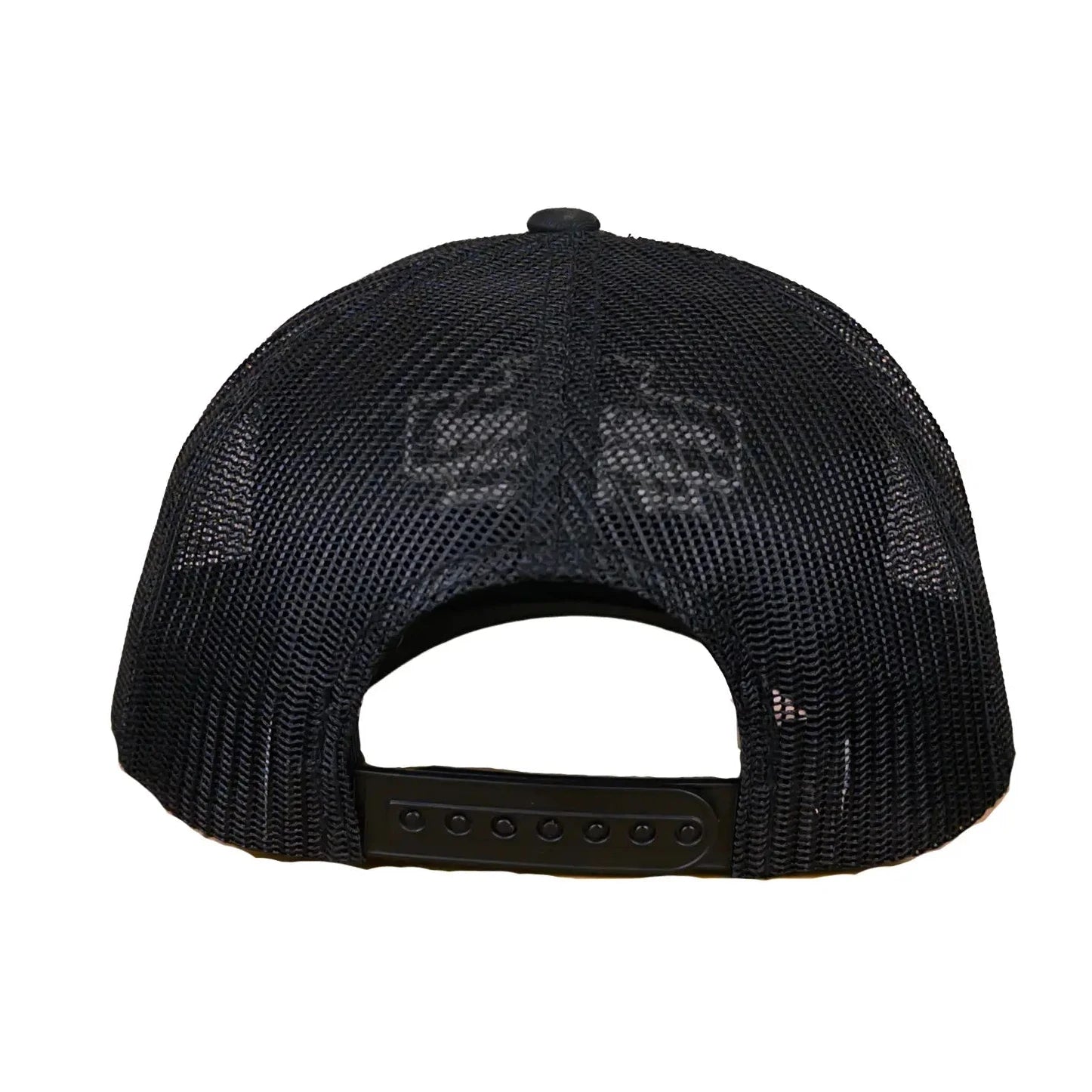 Black cap with mesh back on a white background
